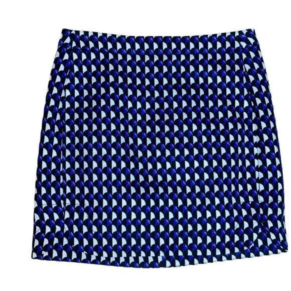 J. Crew blue lined cotton geometric print skirt womens size 0
